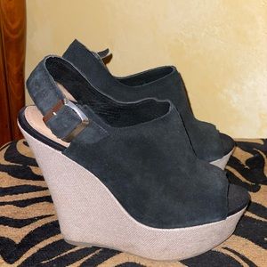 Black suede Steve Madden wedges size 6